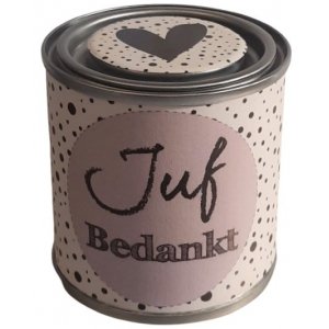 blikje juf lila hart.