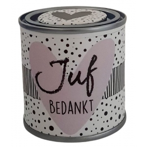 blikje juf lila hart.