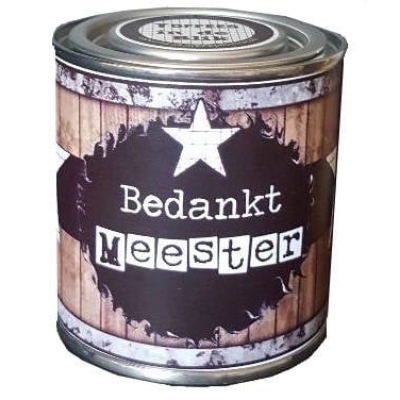 Blikje meester zwart bruin.