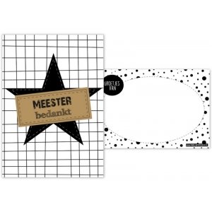 28.Kaart met tekst ''meester bedankt'' geruit. 28.Kaart met tekst ''meester bedankt'' geruit.
