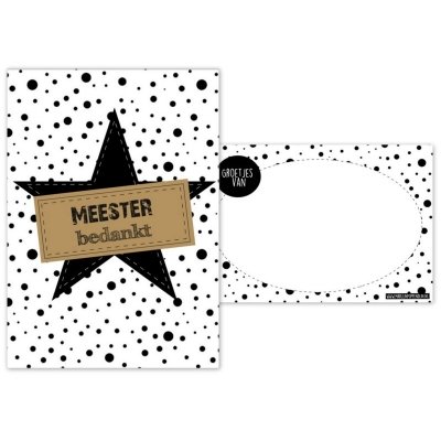 29.Kaart met tekst ''meester bedankt'' gestipt