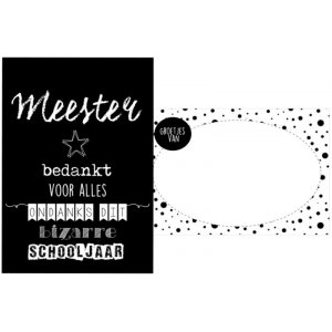 32. Kaart A6 met tekst ''Meester bedankt voor alles ondanks dit bizarre schooljaar.''. 32. Kaart A6 met tekst ''Meester bedankt voor alles ondanks dit bizarre schooljaar.''.