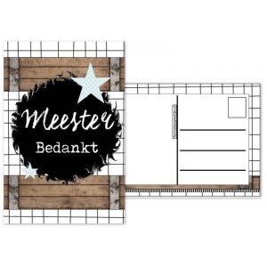33.Kaart met tekst ''Meester bedankt''. geruit. 33.Kaart met tekst ''Meester bedankt''. geruit.