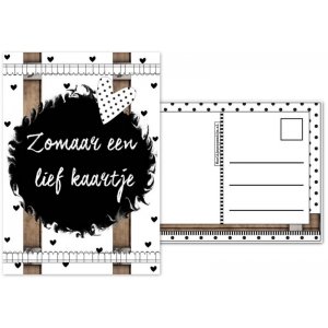 38.Kaart met tekst ''Zomaar een lief kaartje''.