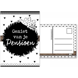 40.Kaart met tekst ''Geniet van je pansioen ''.