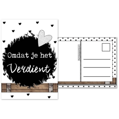 49.Kaart met tekst ''Omdat je het verdient''.