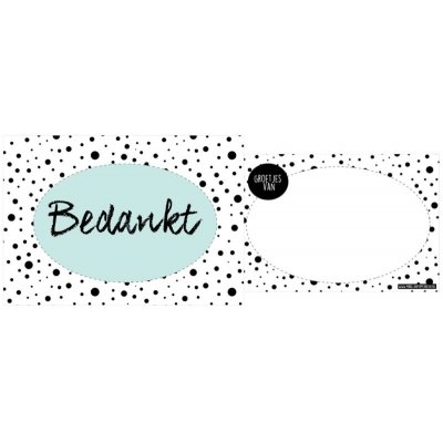 61.Kaart A6 met tekst ''Bedankt''. mint.