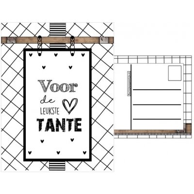 85.Kaart A6 met tekst ''Voor de leukste tante''.