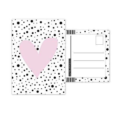 91.Kaart A6 met afbeelding''hartje .''roze .