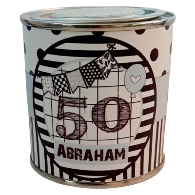 Blikje Abraham 50 jaar.