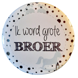 Button met tekst ''ik word grote broer''. mint kleur.