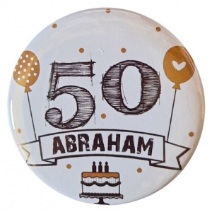 Button met tekst ''50 Abraham''56 mm 