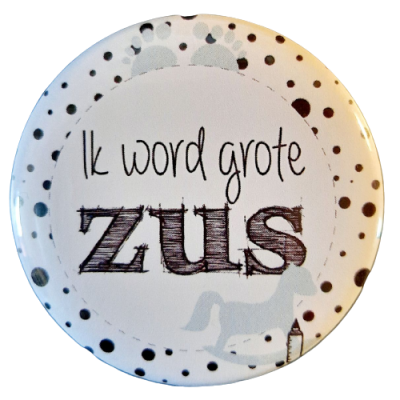 Button met tekst ik word grote zus mint kleur.