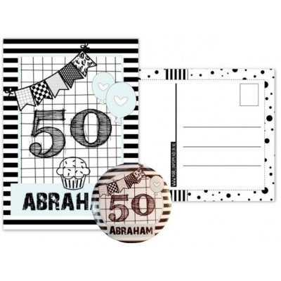 Kaart abraham met button 56mm. 