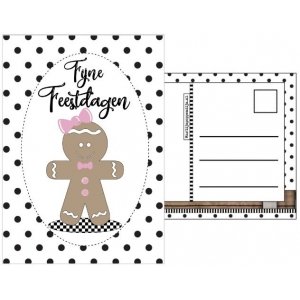 A6 kaart kerst kaart met tekst fijne feestdagen. popje.
