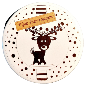 Magneet 75mm kerst met tekst fijne feestdagen.