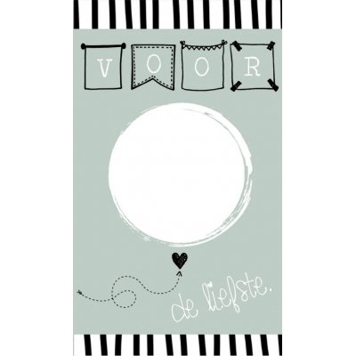 Klein bedank kaartje met tekst ''voor de liefste.....  .'' 5 bij 8,5 cm groen.