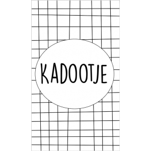 26.Kaartje met tekst ''Kadootje'' 5 bij 8.5 cm.