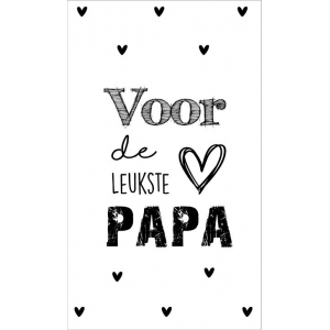 2.Kaartje met tekst ''Voor de leukste papa'' 5 bij 8.5 cm.