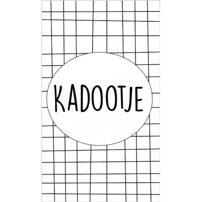 26.Kaartje met tekst ''Kadootje'' 5 bij 8.5 cm.