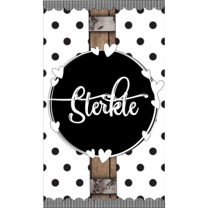 53.Kaartje met tekst ''Sterkte'' 5 bij 8.5 cm.
