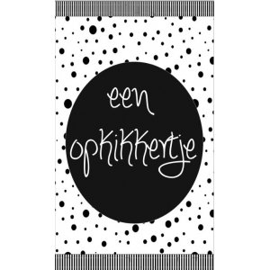 62.Klein bedank kaartje met tekst ''een opkikkertje'' 5 bij 8.5 cm.