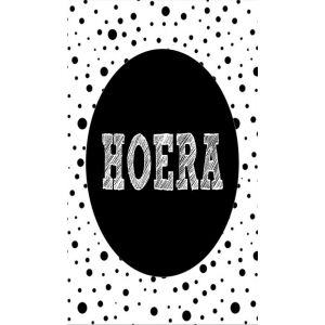 68.Klein bedank kaartje met tekst ''Hoera'' 5 bij 8.5 cm.