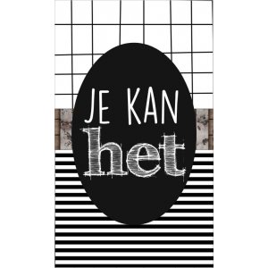70.Klein bedank kaartje met tekst ''Je kan het'' 5 bij 8.5 cm.