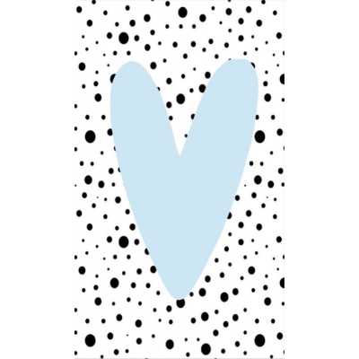 77.Klein bedank kaartje met afbeelding blauw hartje 5 bij 8.5 cm.