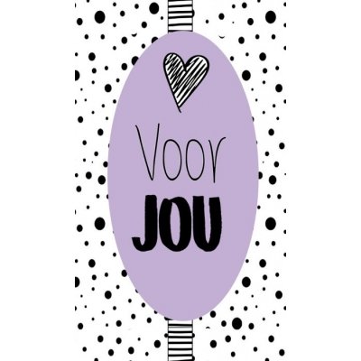 86.Klein bedank kaartje met tekst ''Voor jou'' 5 bij 8.5 cm.