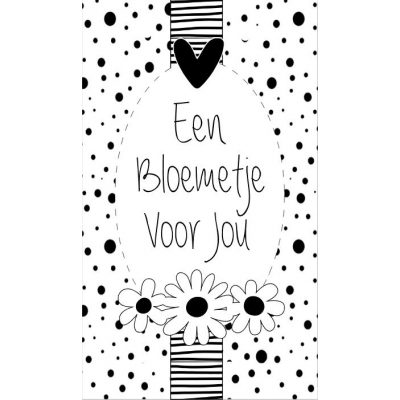 88.Klein bedank kaartje met tekst ''Een bloemetje voor jou'' 5 bij 8.5 cm.