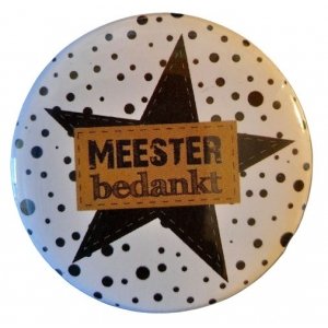 Opener met tekst ''meester bedankt''56 mm.