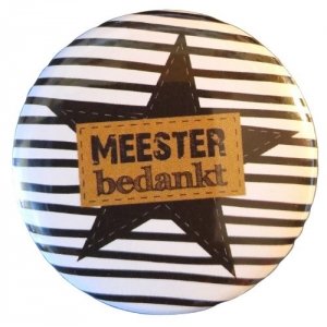 Opener met tekst ''meester bedankt''56 mm.