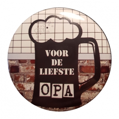 Button opener met tekst ''Voor de liefste Opa'' 56 mm.