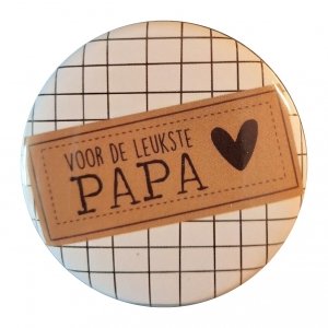 Opener met tekst ''Voor de leukste Papa'' 56mm.