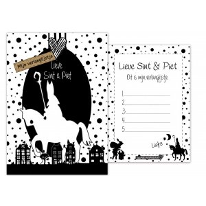 A6 kaart met tekst ''Lieve Sint & Piet ik wil zoooo graag" op de achter zijde verlanglijstje.