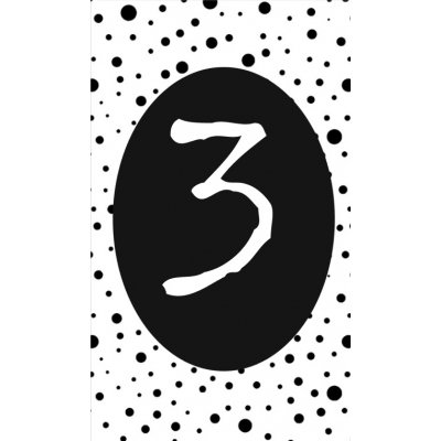 4.klein kaartje met cijfer 3.