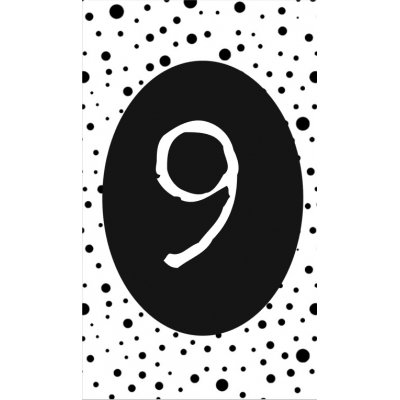 10.klein kaartje met cijfer 9.