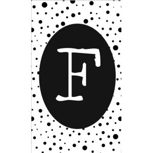 16.klein kaartje met letter F.