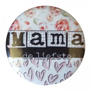 Spiegel met tekst ''Mama de liefste'' 56mm.