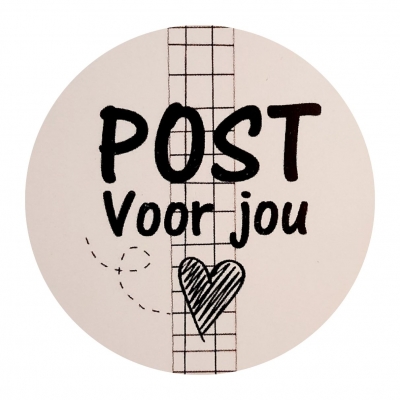 Sticker 4 cm met tekst ''Post voor jou ''.