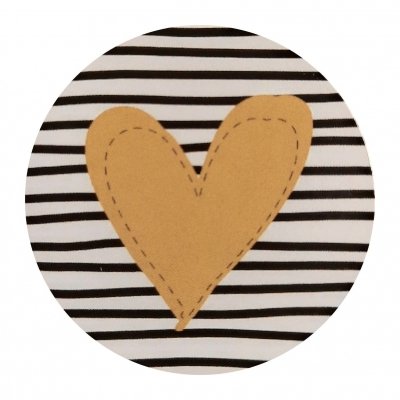 Sticker 4 cm met bruin hart gestreept.